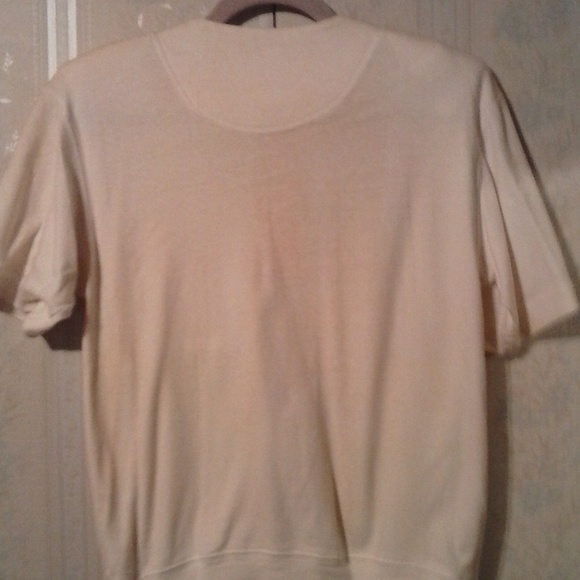 CATHY DANIELS WOMEN WHITE/YELLOW SHORT SLEEVE TOP - Picture 5 of 5